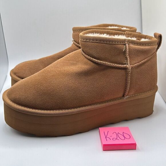CUSHIONAIRE Women's Genuine Suede pull on platform boot +Memory Foam 9 CHESTNUT - Picture 3 of 7